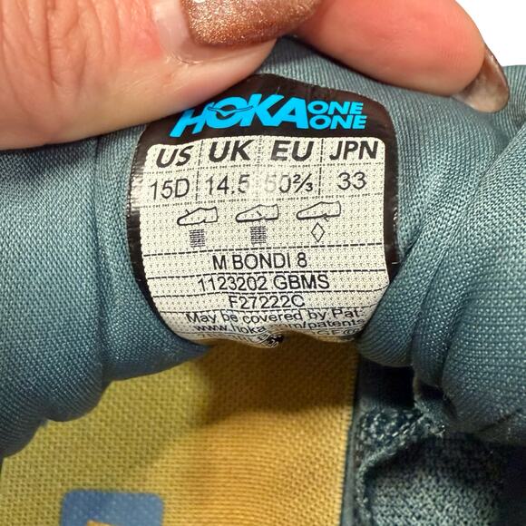 Hoka One One Bondi 8 Goblin Blue Mountain Spring Running Sneaker Men's Size 15D - Picture 2 of 11